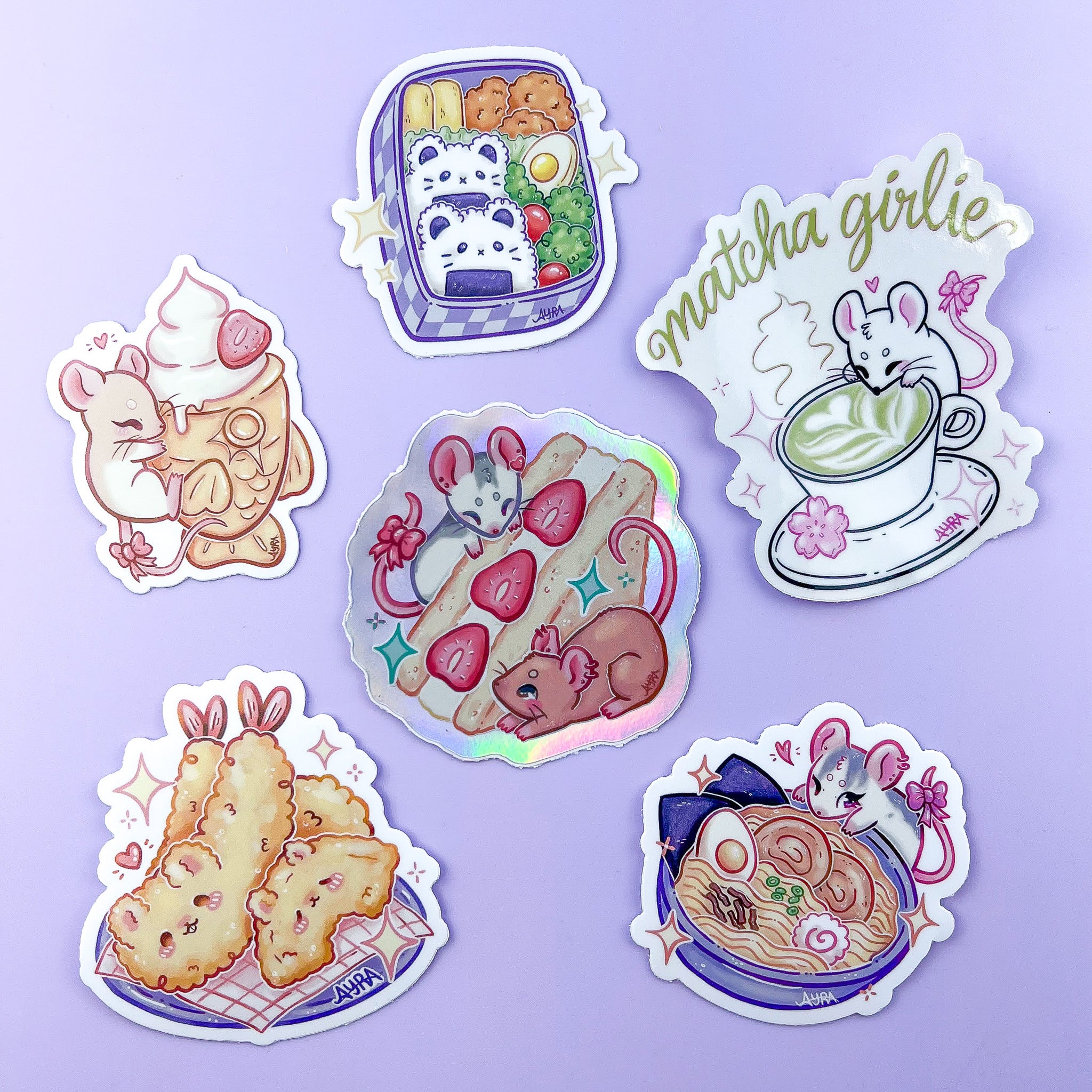 Adesivos Ratinhos + Comidas japonesas