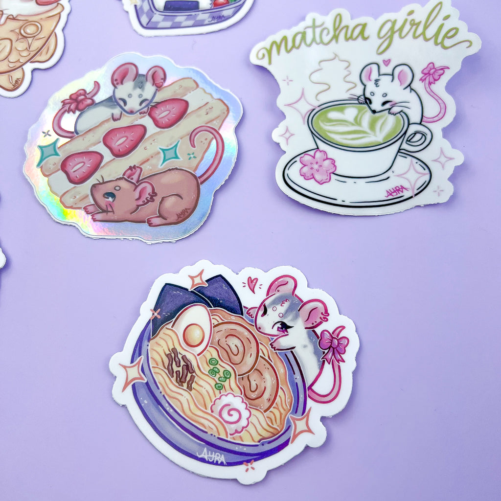 Adesivos Ratinhos + Comidas japonesas