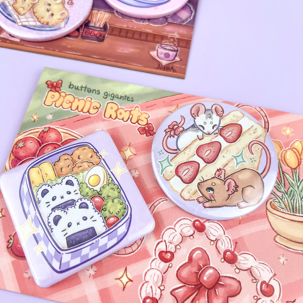 Buttons gigantes Ramen Shop + Picnic Rats