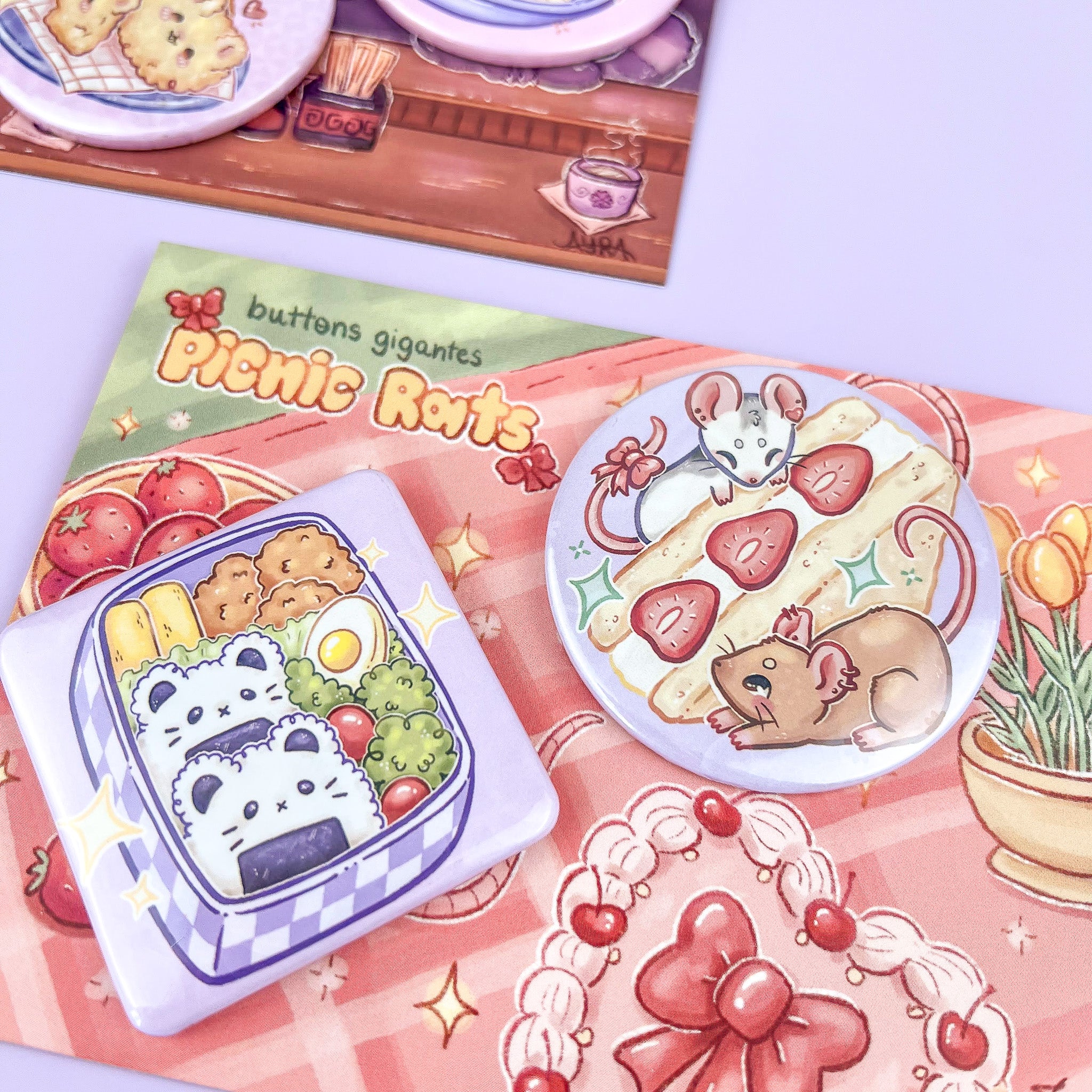 Buttons gigantes Ramen Shop + Picnic Rats